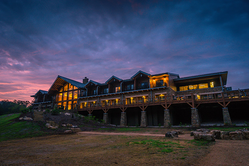 Echo Bluff Lodge during the sunset